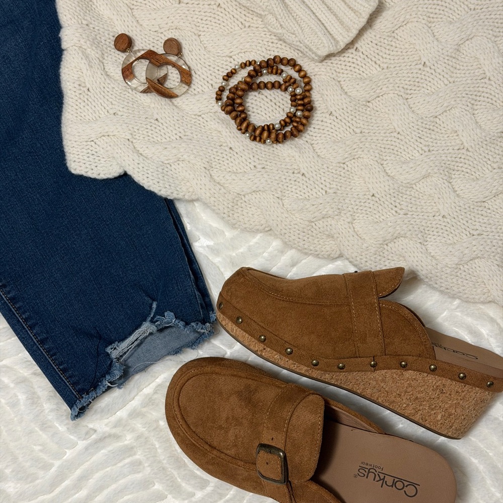 Corkys Women's Brown Mules with Buckle Detail